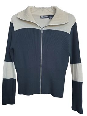 Nils Skiwear Wool Blend Colorblock Full-Zip Turtleneck Sweater Size M Vintage